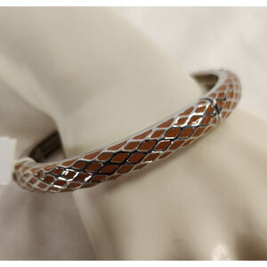 Lia Sophia Silver Tone Stretch Bangle Bracelet Enamel Inlay New w Tag